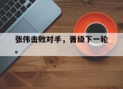 leyu-张伟击败对手，晋级下一轮。